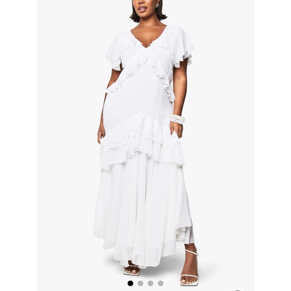 Elegant White Ruffle Maxi Dress